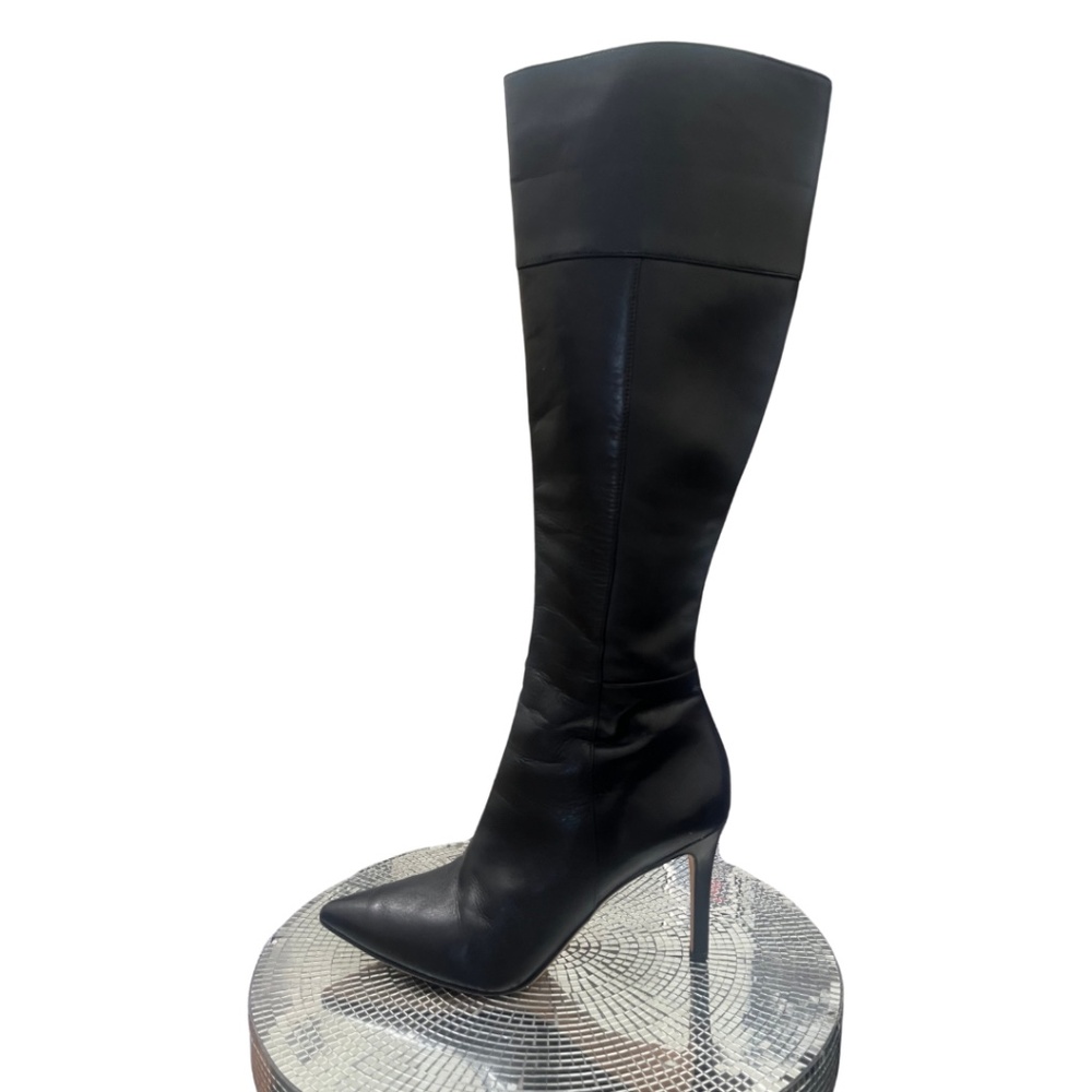 Via Spiga black tall high heel boots size 7 US